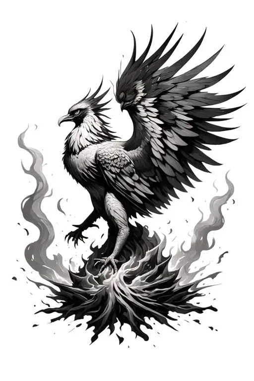 dark phoenix rising from the ashes symbolizing overcoming - Variation 2