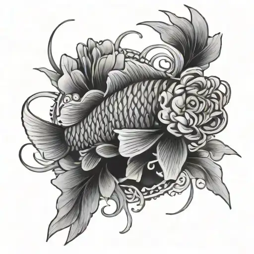 Lycoris and capr koi fish - Variation 2