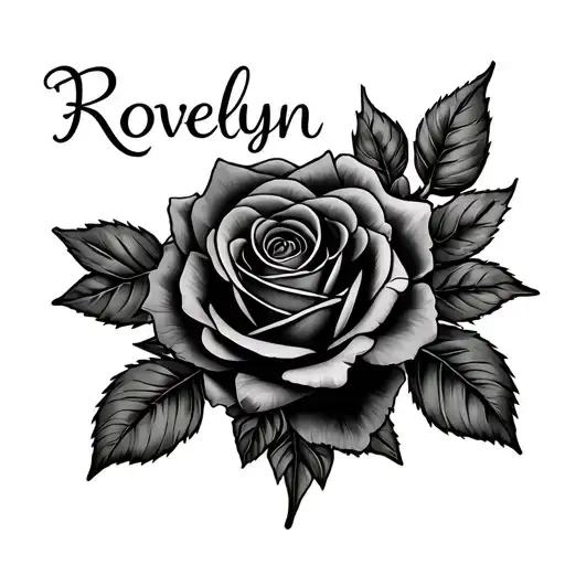 "Rovelyn" roses with the name written - Variation 2