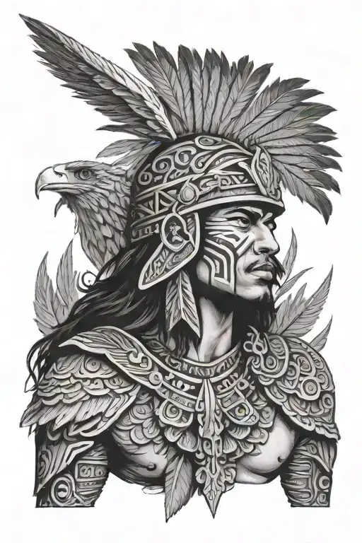 filipino warrior with eagle wings as a hat surrounded