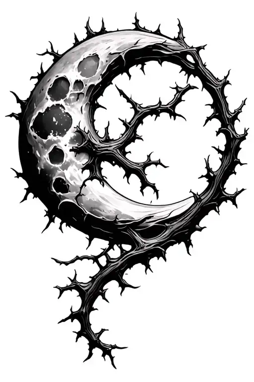 vine thorn the moon is extremely detailed high definition made of vines and thorns fill in gaps with moon - Variation 2