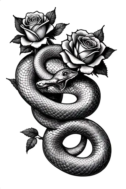 snake and roses interwined with sleep token - Variation 1