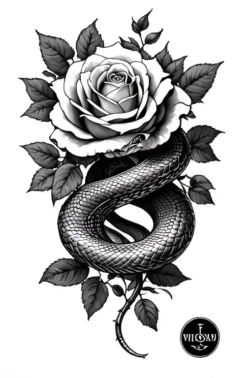 snake and roses interwined with sleep token - Variation 2
