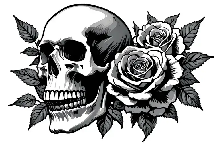 A skull with roses around it - Variation 2