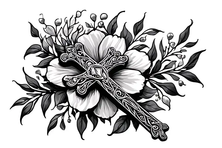 floral cross necklace - Variation 3