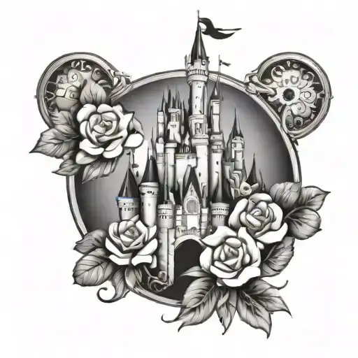 disney castle with flowers - Variation 2