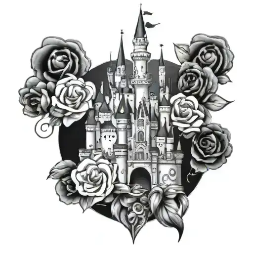 disney castle with flowers - Variation 3