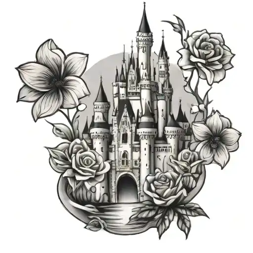 disney castle with flowers - Variation 4