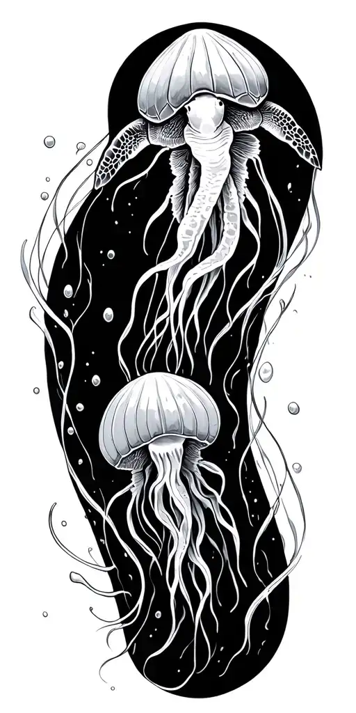 ocean, shells, under water, turtle, jelly fish swimming