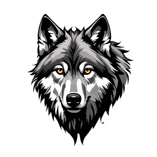realistic gray wolf looking straight calm - Variation 2