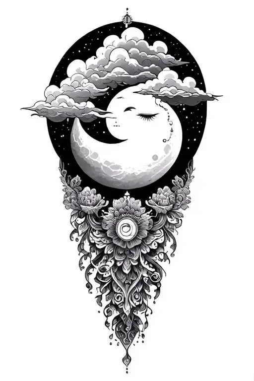 psychadelic clouds fantasy smiling moon - Variation 2