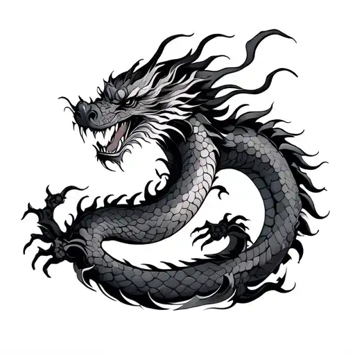 Japanese dragon intertwined