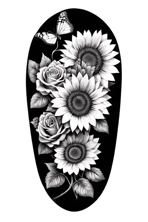 sunflowers and roses butterfly - Variation 2