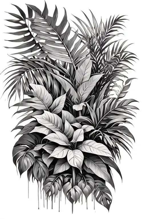  jungle plants only. the image should be in the negative format. masculine theme
