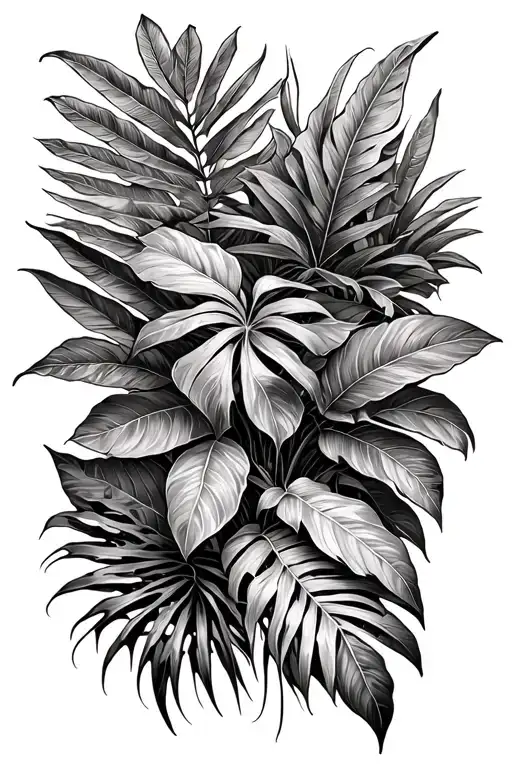 jungle plants only. the image should be in the negative format. masculine theme - Variation 2