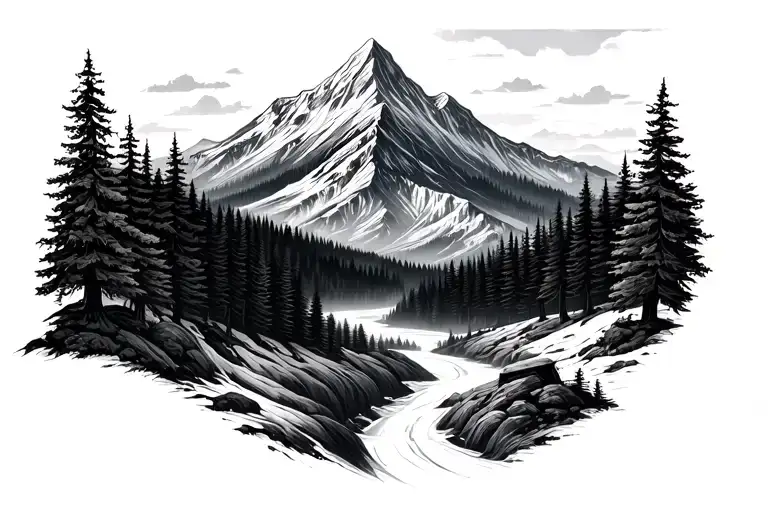 realistic forest and mountaioms - Variation 2