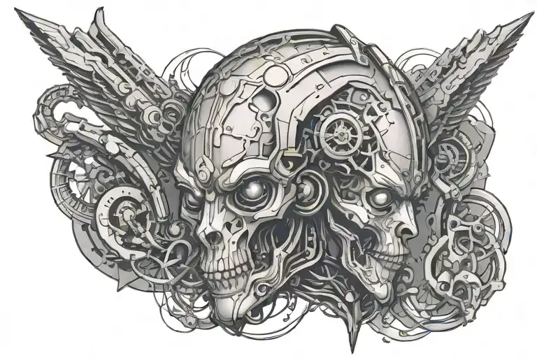Tattoo related to artificial intelligence and aliens and power - Variation 2