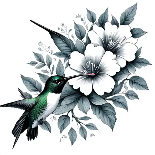 flowers and hummingbird - Variation 2