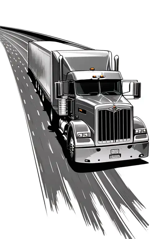 semi truck on a highway road  - Variation 2