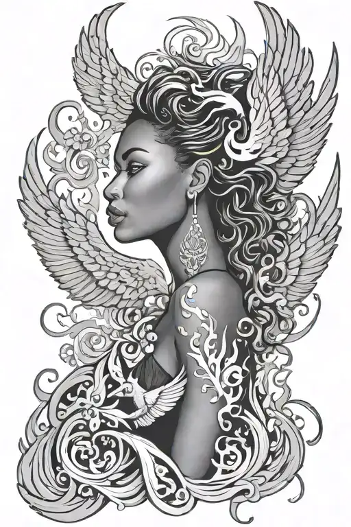 African American woman phoenix rising from the ashes - Variation 3