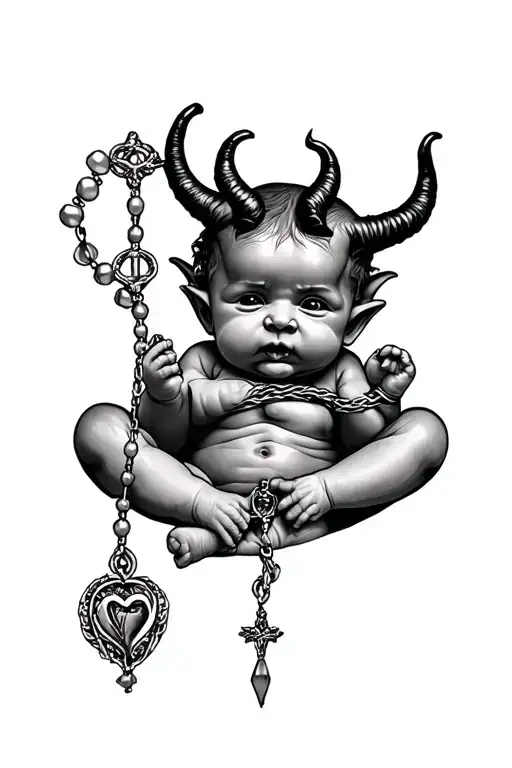 devil baby and rosary wrapped