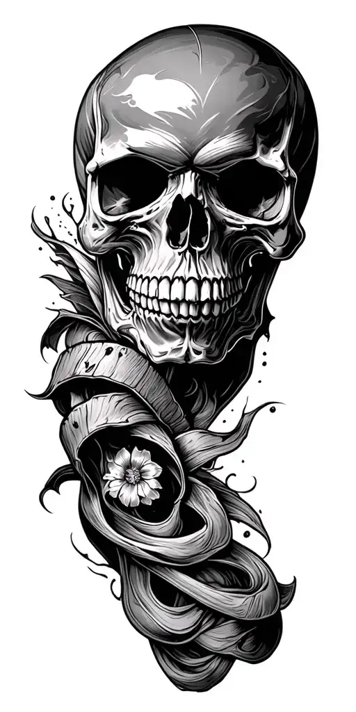 skull arm sleeve tattoo featuring - Variation 2