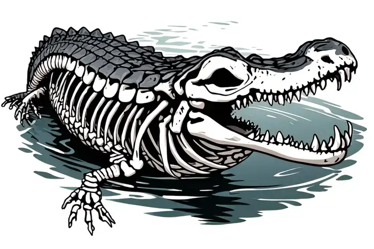 alligator swimming skeleton - Variation 2