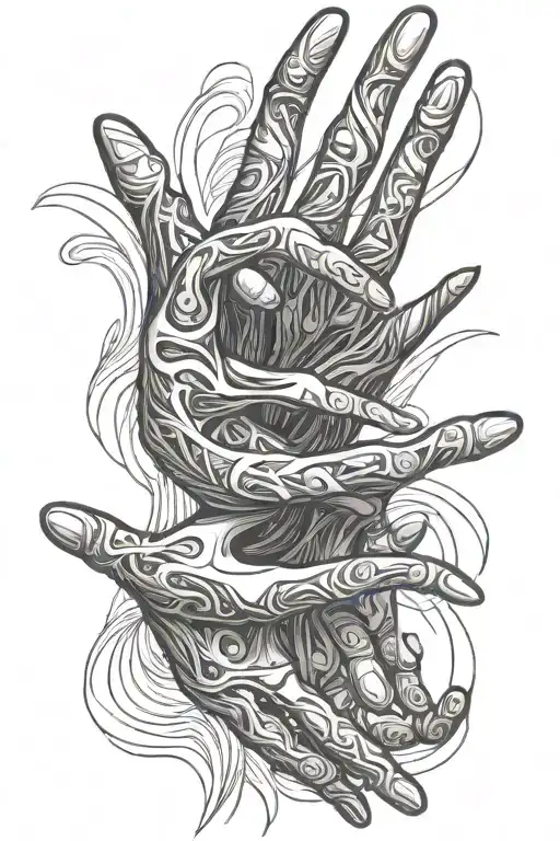 swirling lines and hands reaching - Variation 2