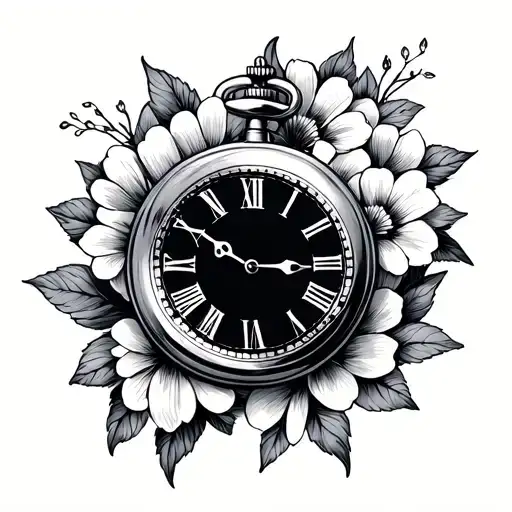 flowers with pocket watch