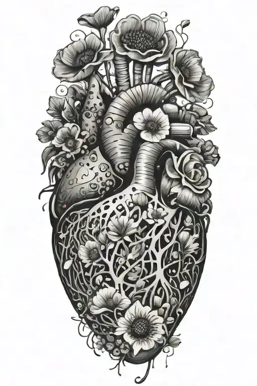 abstract design human heart, poppies, anemones, music, love - Variation 8