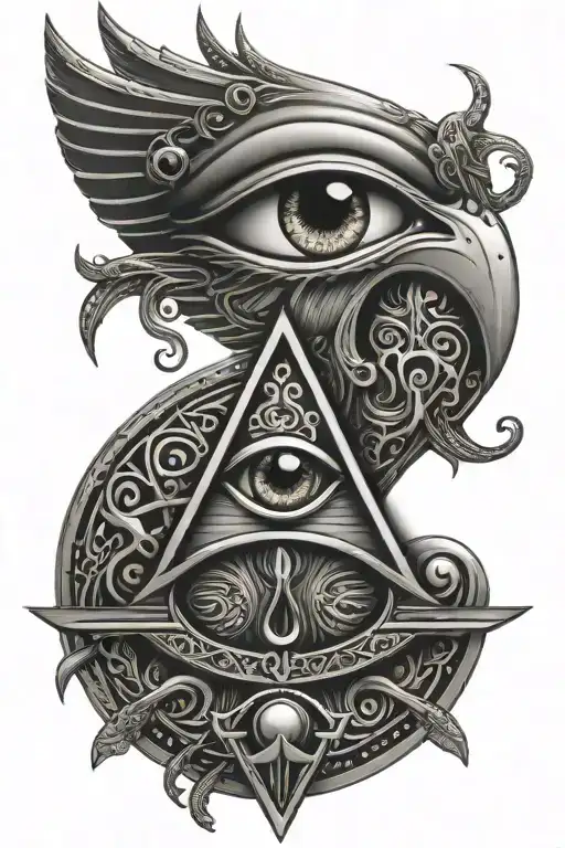 ankh eye of horus and eye of ra with detailed eyes - Variation 1