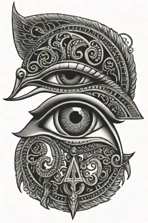 ankh eye of horus and eye of ra with detailed eyes - Variation 2