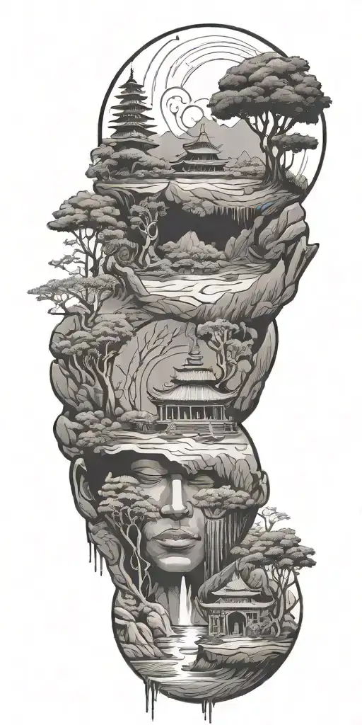 budism symbols that are uncommon. focus on nature, scenery and being grounded while on a spiritual journey - Variation 2