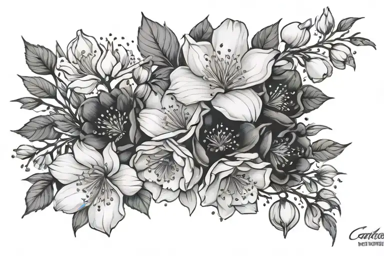 Sakura, rose, violet, snow drop flower, carnation flower - Variation 2