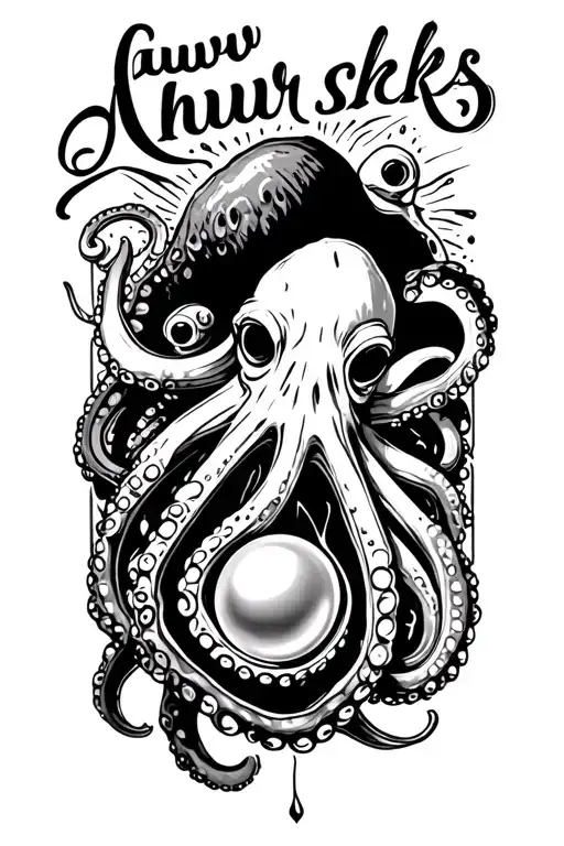 "Aww shucks" octopus and a oyster pearl inside - Variation 4