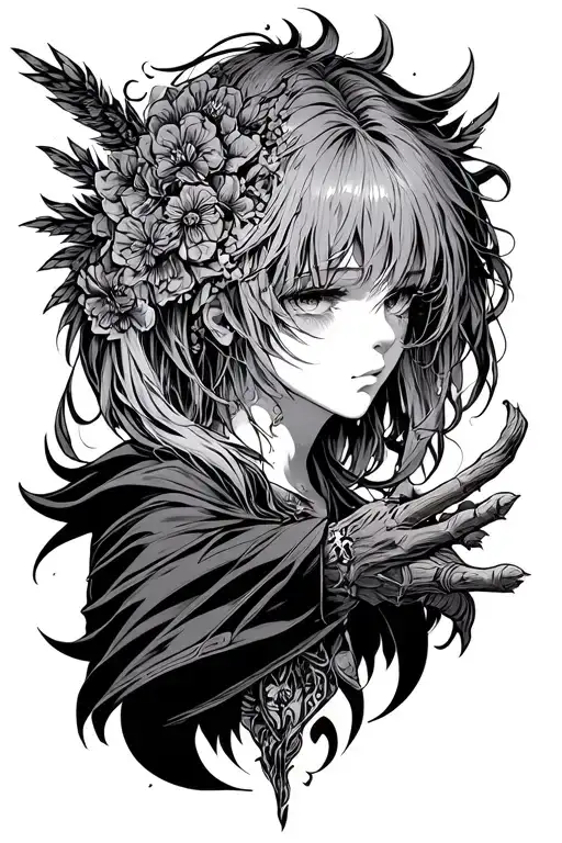 Anime style in gothic, meaning no surrender and freedom of the mind - Variation 4