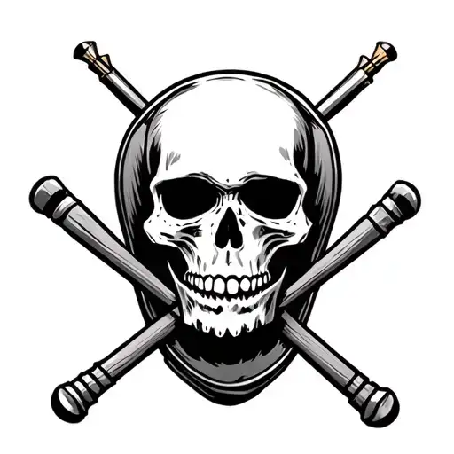 skull with drum sticks crossed