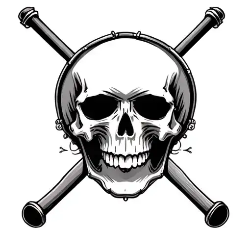 skull with drum sticks crossed - Variation 2