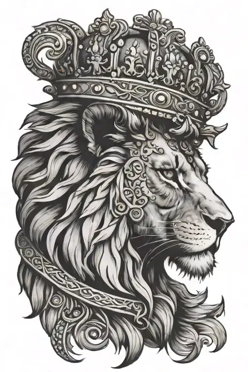 bohemian lion wearing a crown - Variation 2