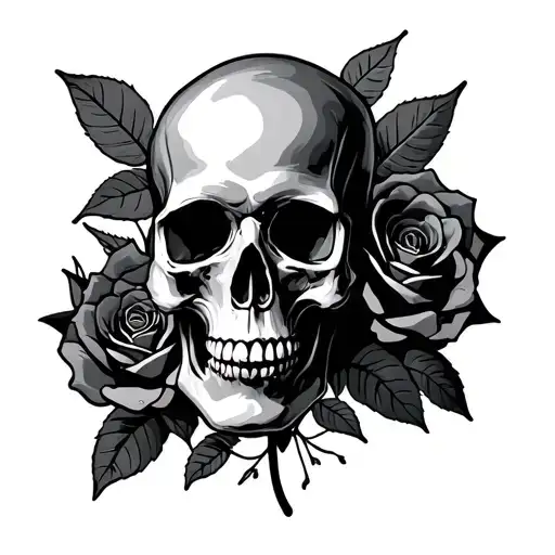 scull and roses - Variation 2