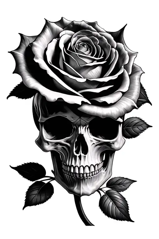 skull morphing into a rose - Variation 1