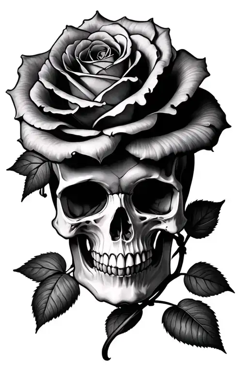 skull morphing into a rose - Variation 2