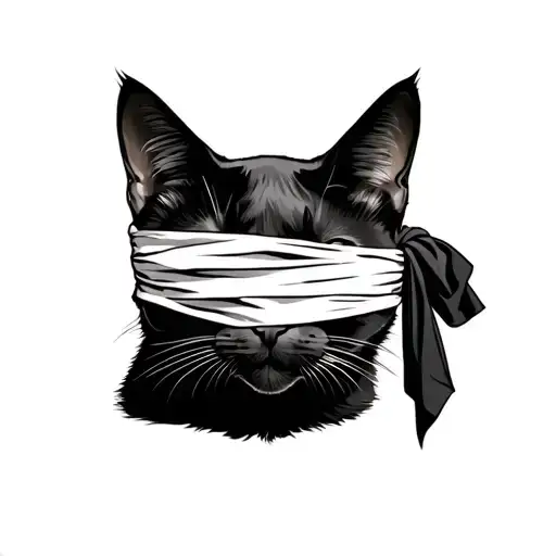 black cat with cloth blindfolded  - Variation 3