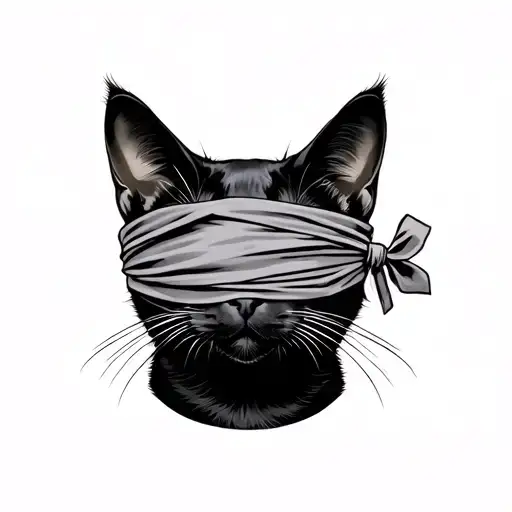 black cat with cloth blindfolded  - Variation 4