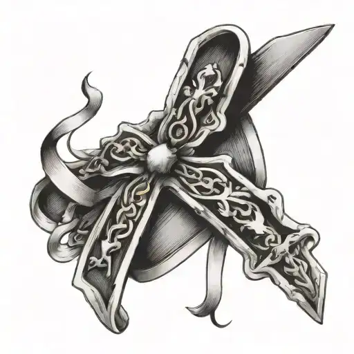 nail cross with lukemia ribbon wrapped