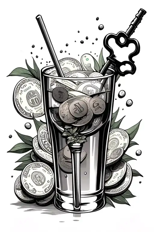 key, money and drinks