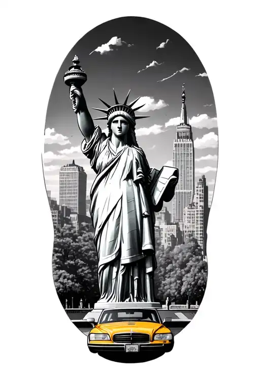New York, Statue of Liberty, taxi cab, Central Park - Variation 2
