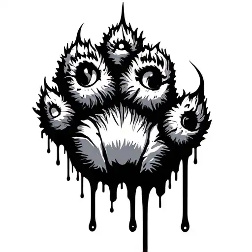 tiger paw with blood dripping