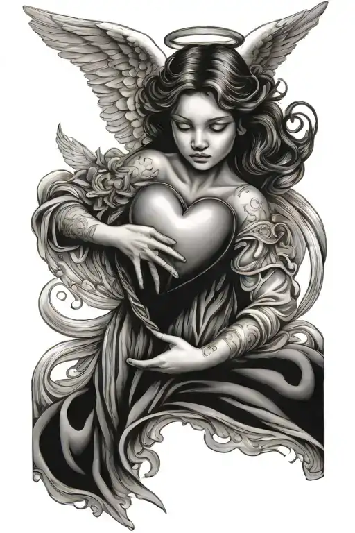 Angel Holding A Heart - Variation 2