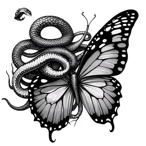 medusa snake and butterfly - Variation 2
